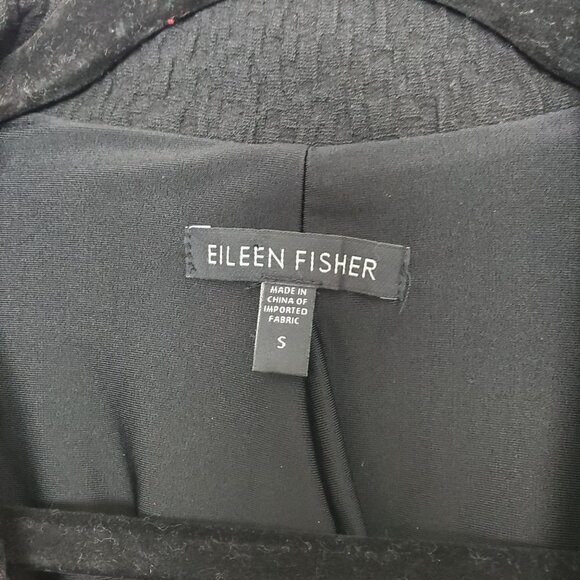 Eileen Fisher Womens 3 Button Blazer Size S Textured Black Notch Lapel Career - Picture 3 of 6